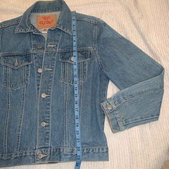 VINTAGE 90's  "TOO CUTE" GUETTA BROS POPEYE DENIM JACKET UNISEX - Picture 9 of 10